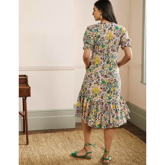 Boden Midi Tea Dress - Milkshake, Tropic Meadow  Dress - US Size 4 - Picture 2 of 16